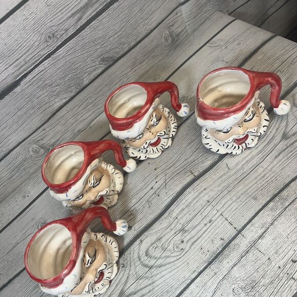 Santa 4 Matching Mugs Cups Handmade Vintage - Picture 5 of 9